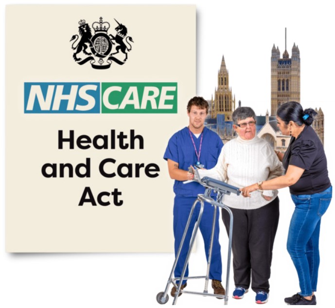 NHS health and care act - easy read illustration of health and care