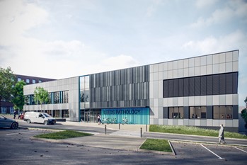 Drawing of the proposed pathology laboratory building at St James Hospital site in Leeds