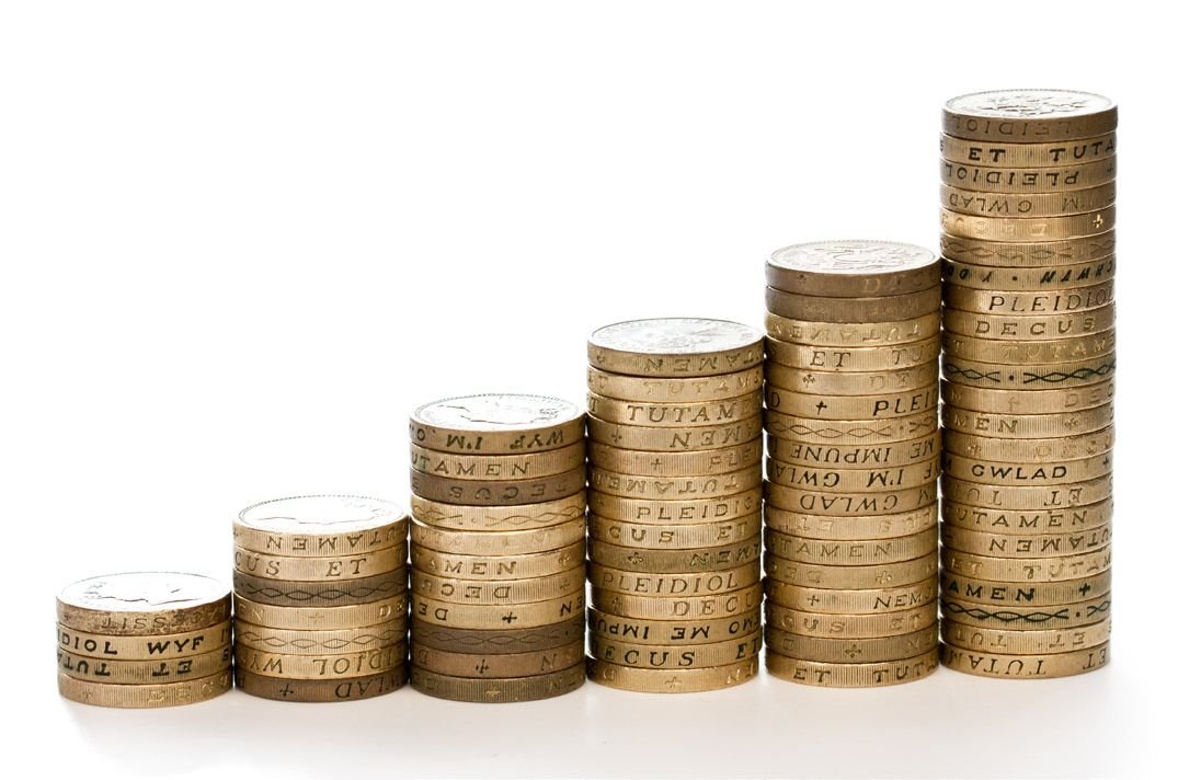 stacks of one pound coins