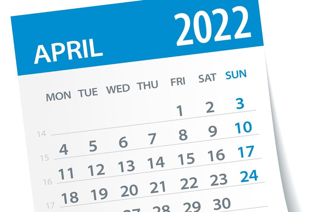 April 2022 calendar